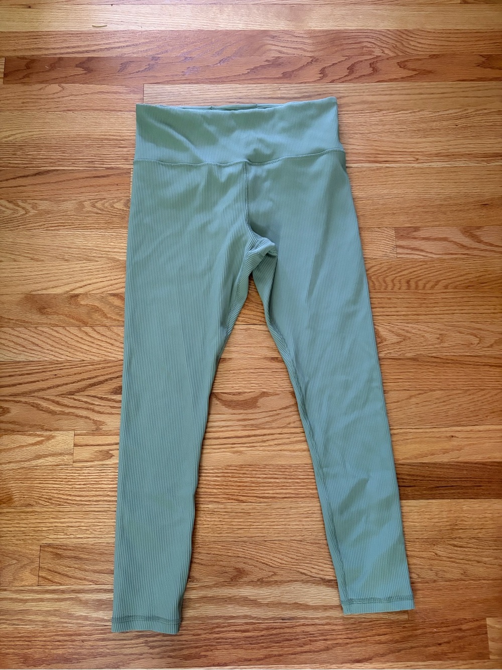 Athleta Ribbed High-Waist Leggings in Sage Green Ladies